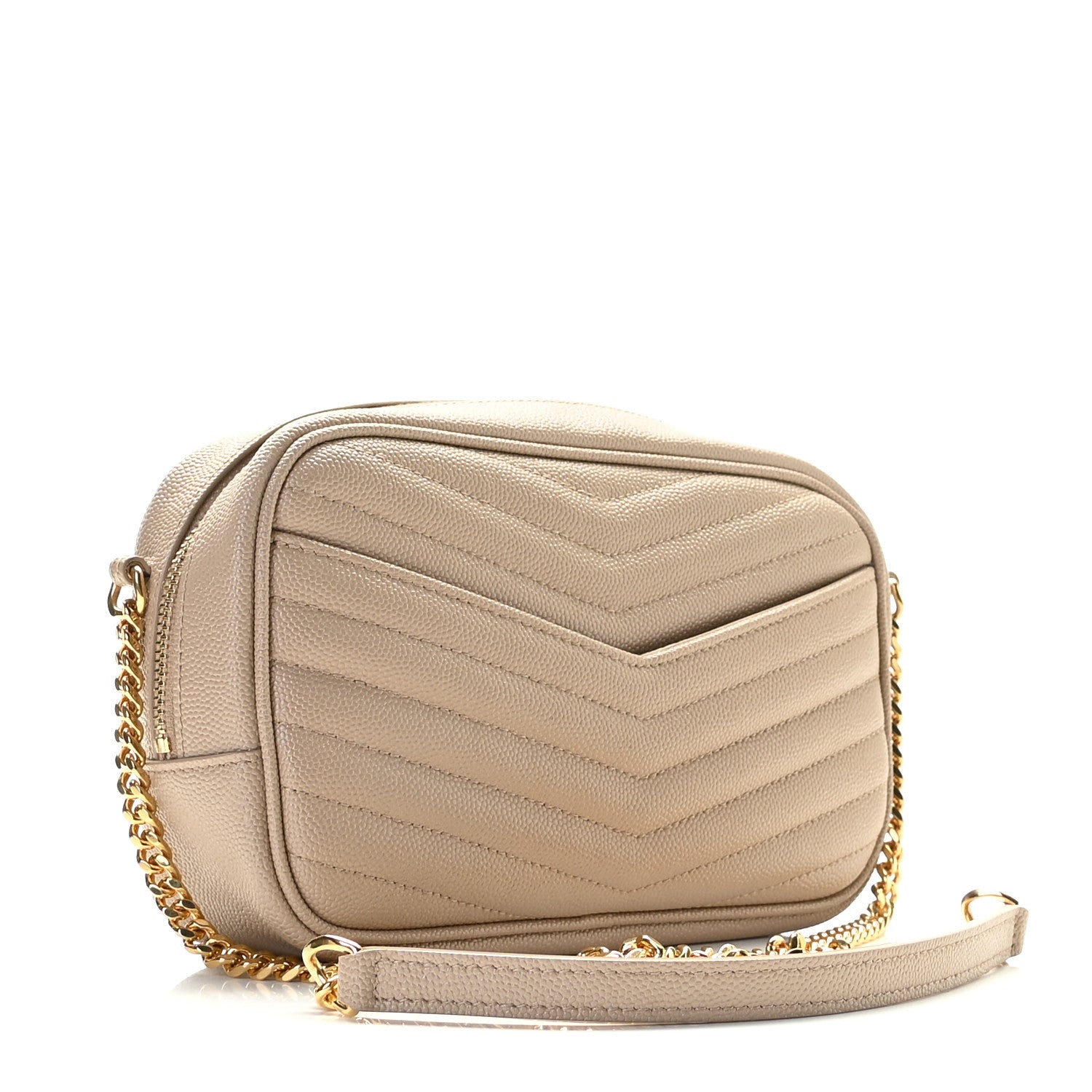 Saint Laurent Grain De Poudre Matelasse Monogram Mini Lou Camera Bag Dark Beige 3 of 11