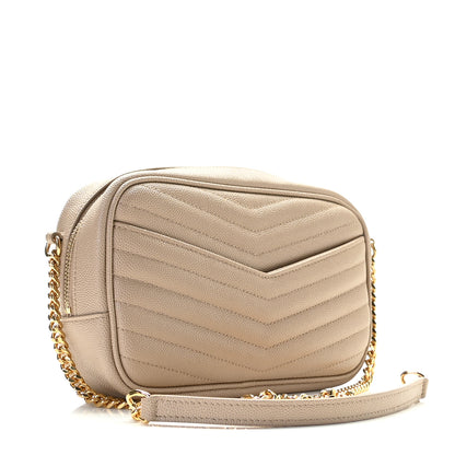 Saint Laurent Grain De Poudre Matelasse Monogram Mini Lou Camera Bag Dark Beige 3 of 11