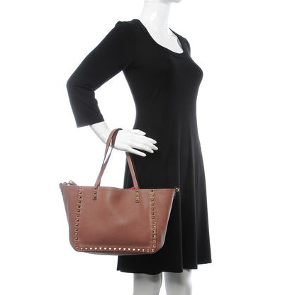 Valentino Garavani Pebbled Calfskin Small Rockstud Reversible Tote Rubin Blush 2 of 10