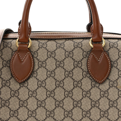 Gucci GG Supreme Monogram Cuoio Toscano Small Boston Beige Ebony Cuir 8 of 10