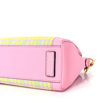 Versace Grained Calfskin Canvas Houndstooth Small La Medusa Top Handle Bag Pink Multicolor 7 of 7