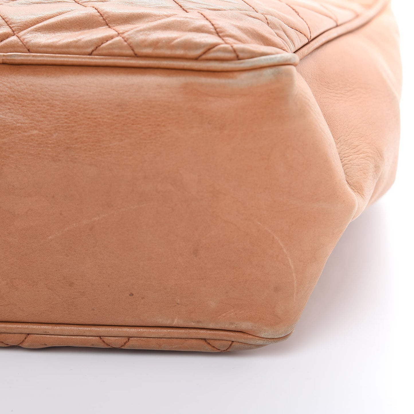 Lambskin Quilted Shopping Tote Brown