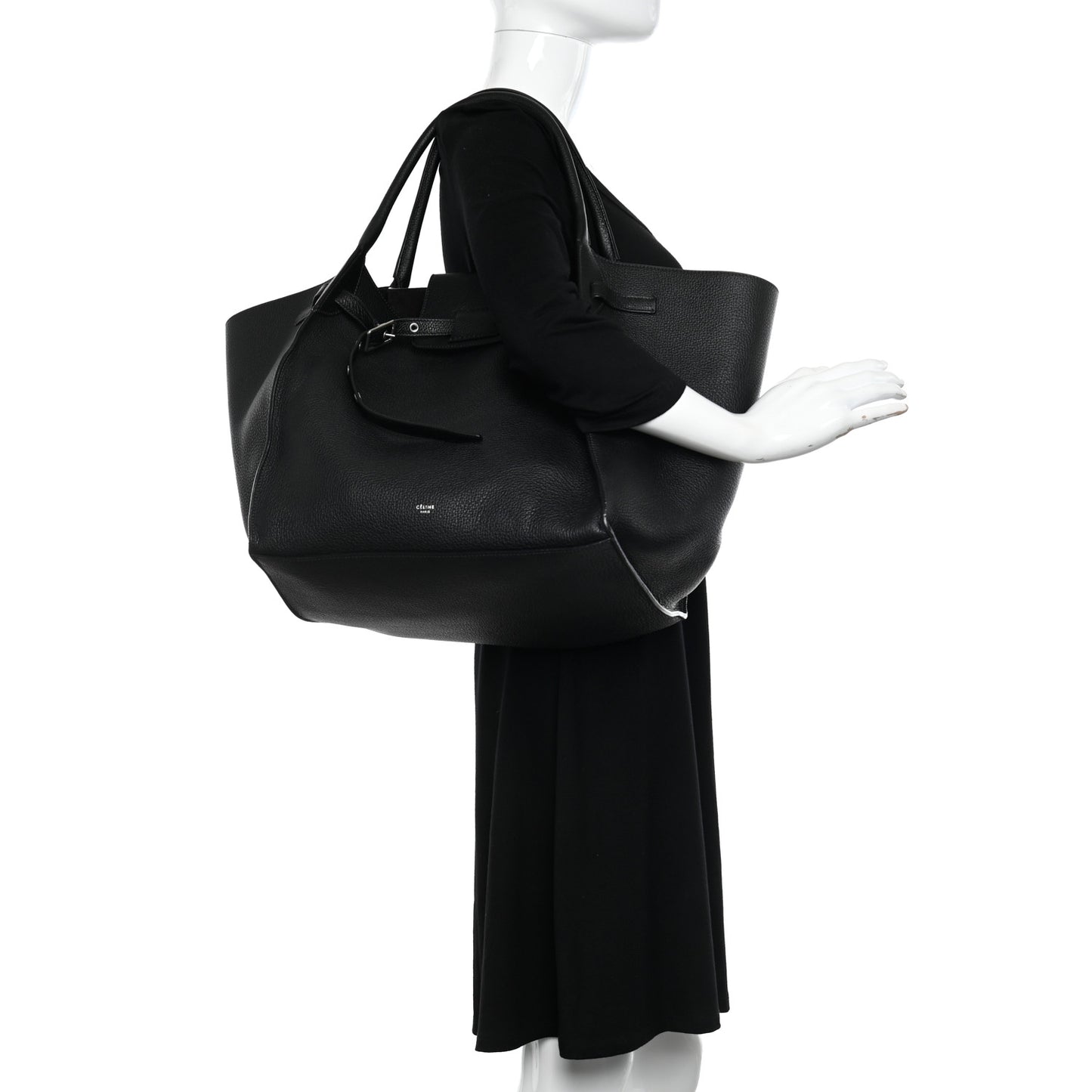 Supple Grained Calfskin Medium Big Bag Black