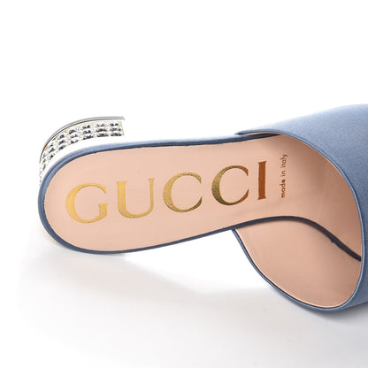 Gucci Silk Satin Crystal Embellished Bow Mules 40.5 Carta Zucchero 8 of 11