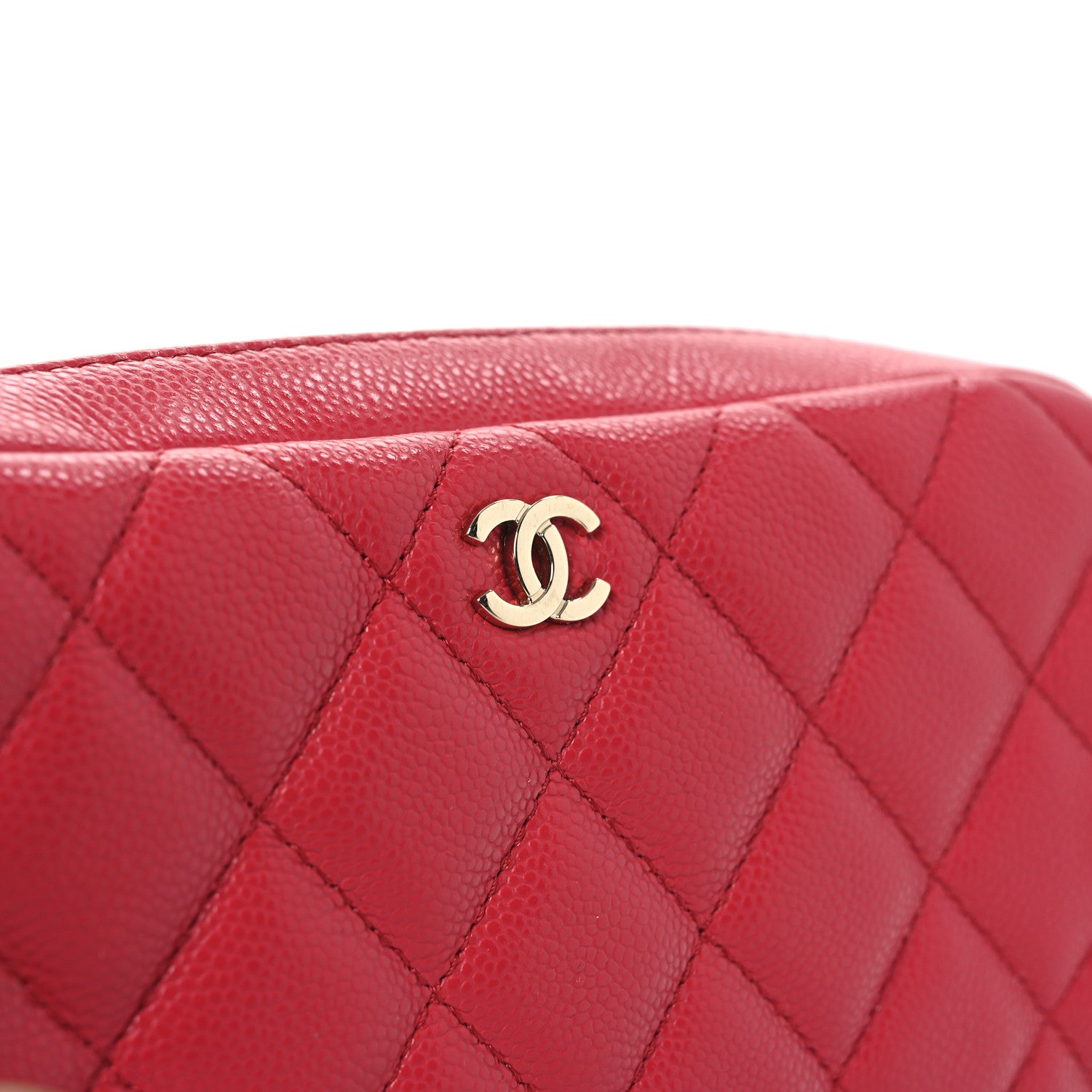 Chanel Caviar Quilted Toiletry Case With Chain Dark Pink 11 of 12