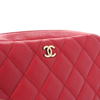 Chanel Caviar Quilted Toiletry Case With Chain Dark Pink 11 of 12