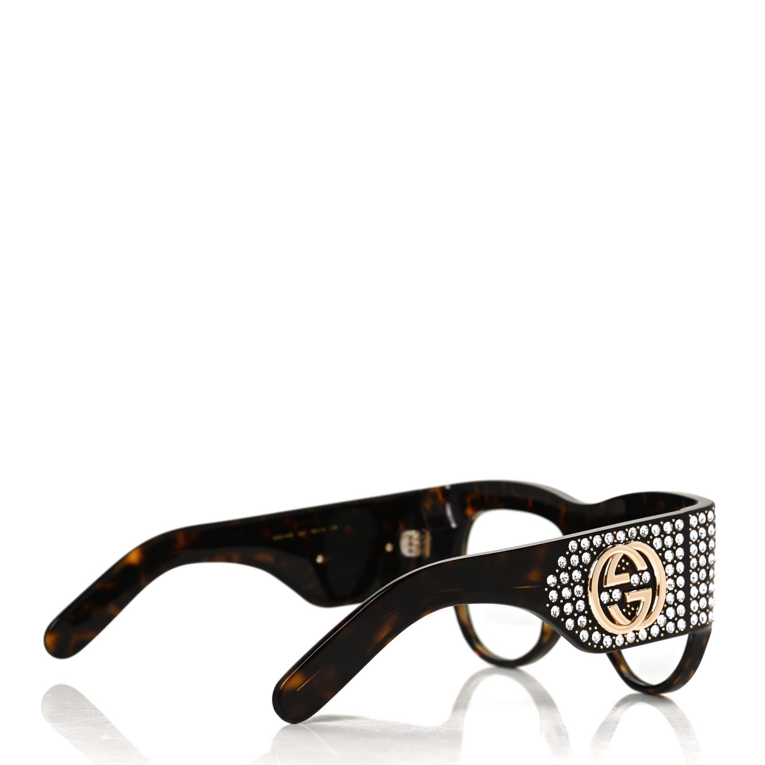 Gucci Acetate Crystal Oversize Hollywood Forever Sunglasses GG0144S Tortoiseshell 4 of 9