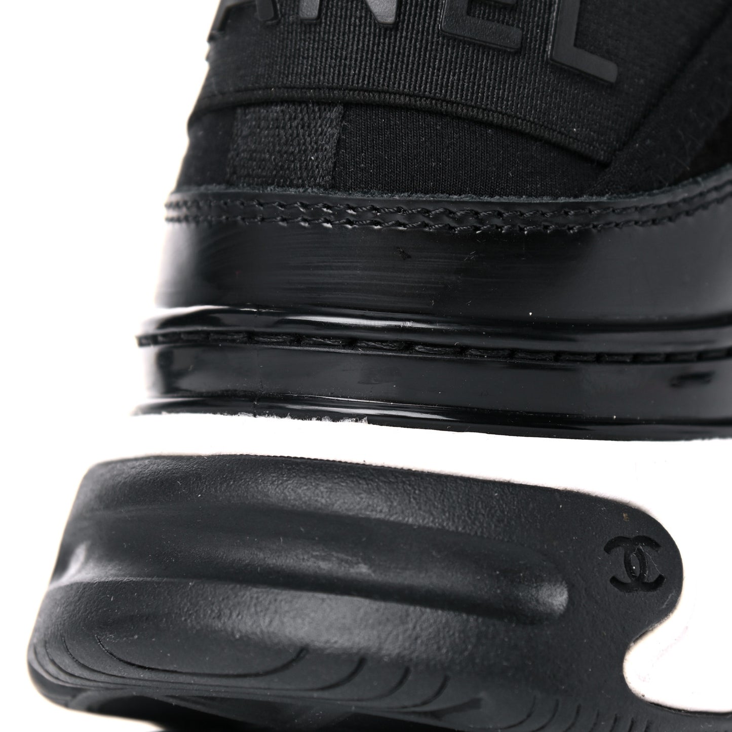Velvet Calfskin Mixed Fibers CC Sneakers 38.5 Black