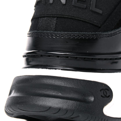 Chanel Velvet Calfskin Mixed Fibers CC Sneakers 38.5 Black 10 of 10