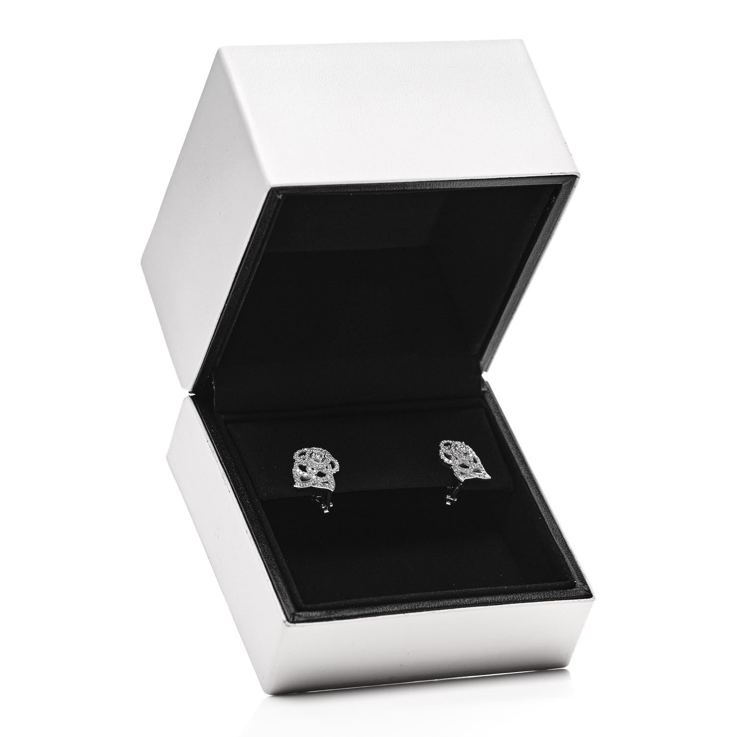 Chanel 18K White Gold Diamond Camelia Earrings 5 of 5