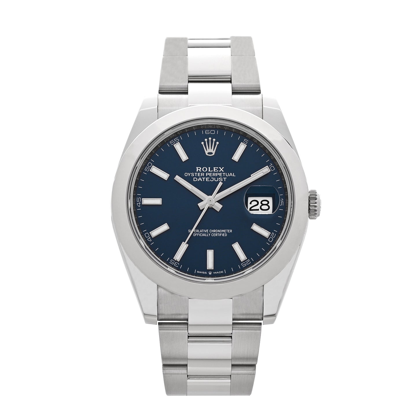 Stainless Steel 41mm Oyster Perpetual Datejust Watch Blue 126300