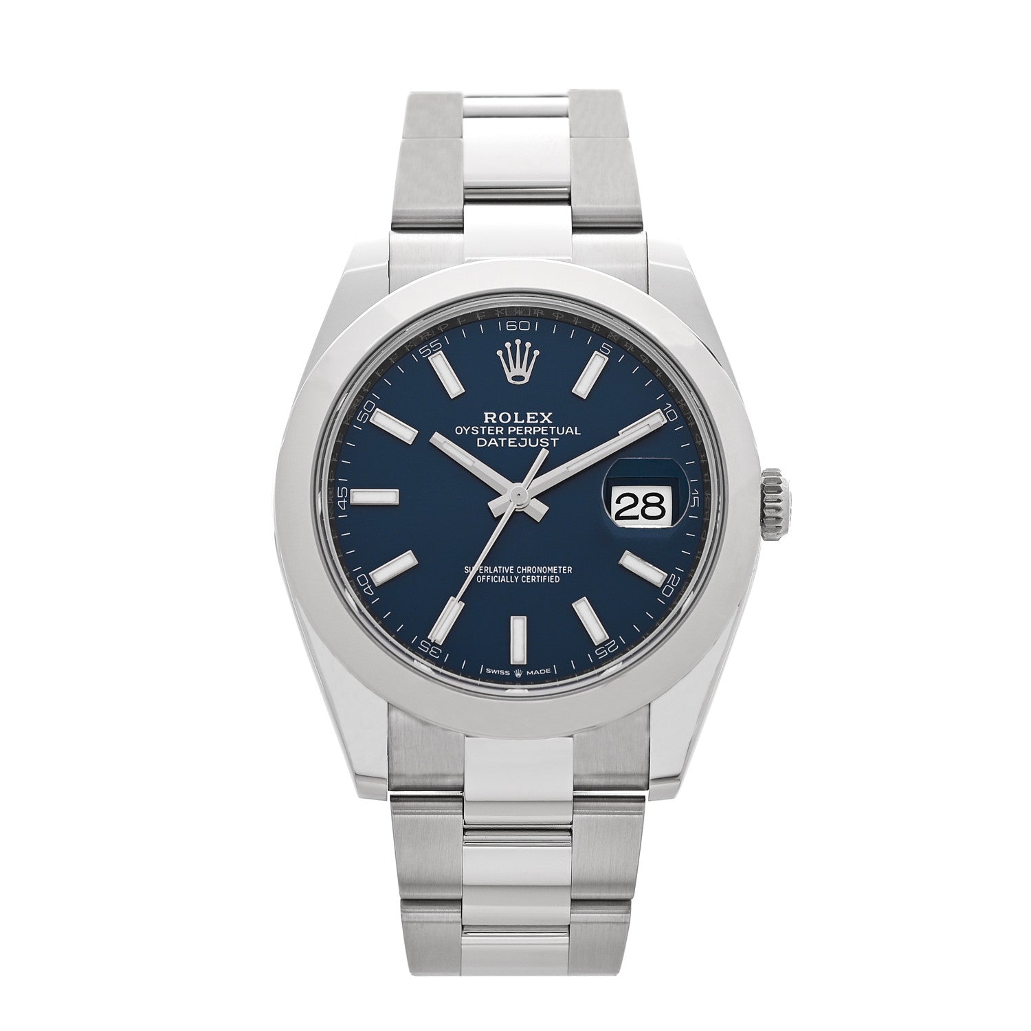 Rolex Stainless Steel 41mm Oyster Perpetual Datejust Watch Blue 126300 1 of 5