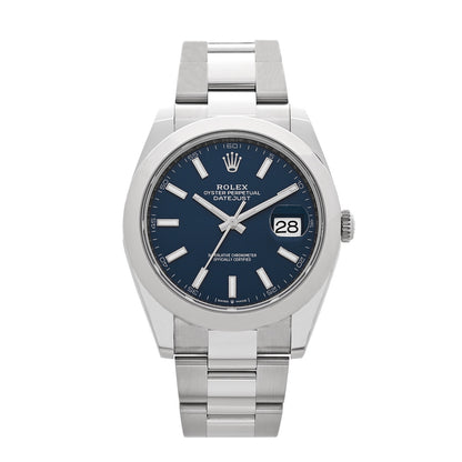 Rolex Stainless Steel 41mm Oyster Perpetual Datejust Watch Blue 126300 1 of 5