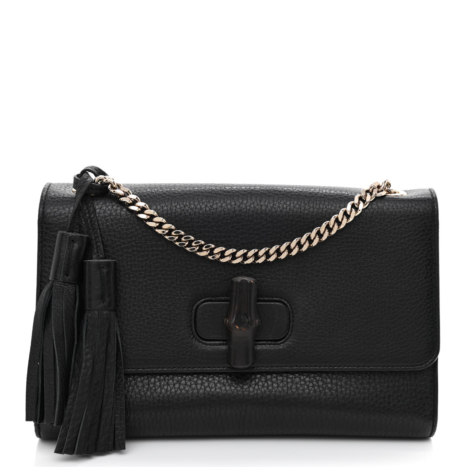 Gucci Pebbled Calfskin Medium Miss Bamboo Shoulder Bag Black 1 of 10
