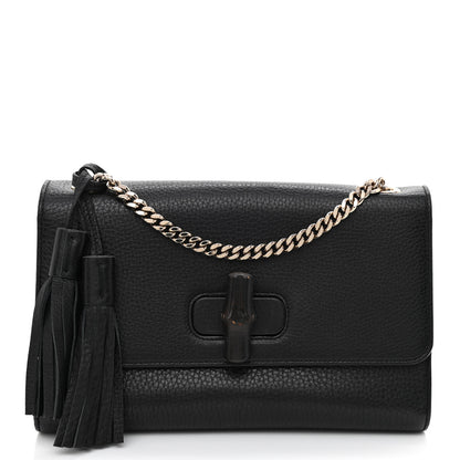 Gucci Pebbled Calfskin Medium Miss Bamboo Shoulder Bag Black 1 of 10