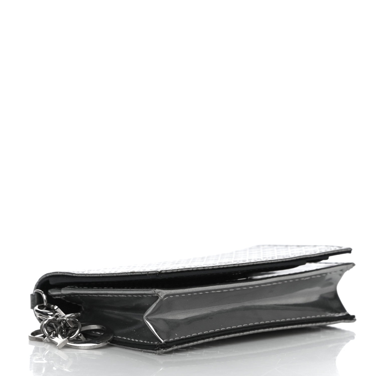 Christian Dior Metallic Patent Micro-Cannage Lady Dior Card Holder Silver 4 of 10
