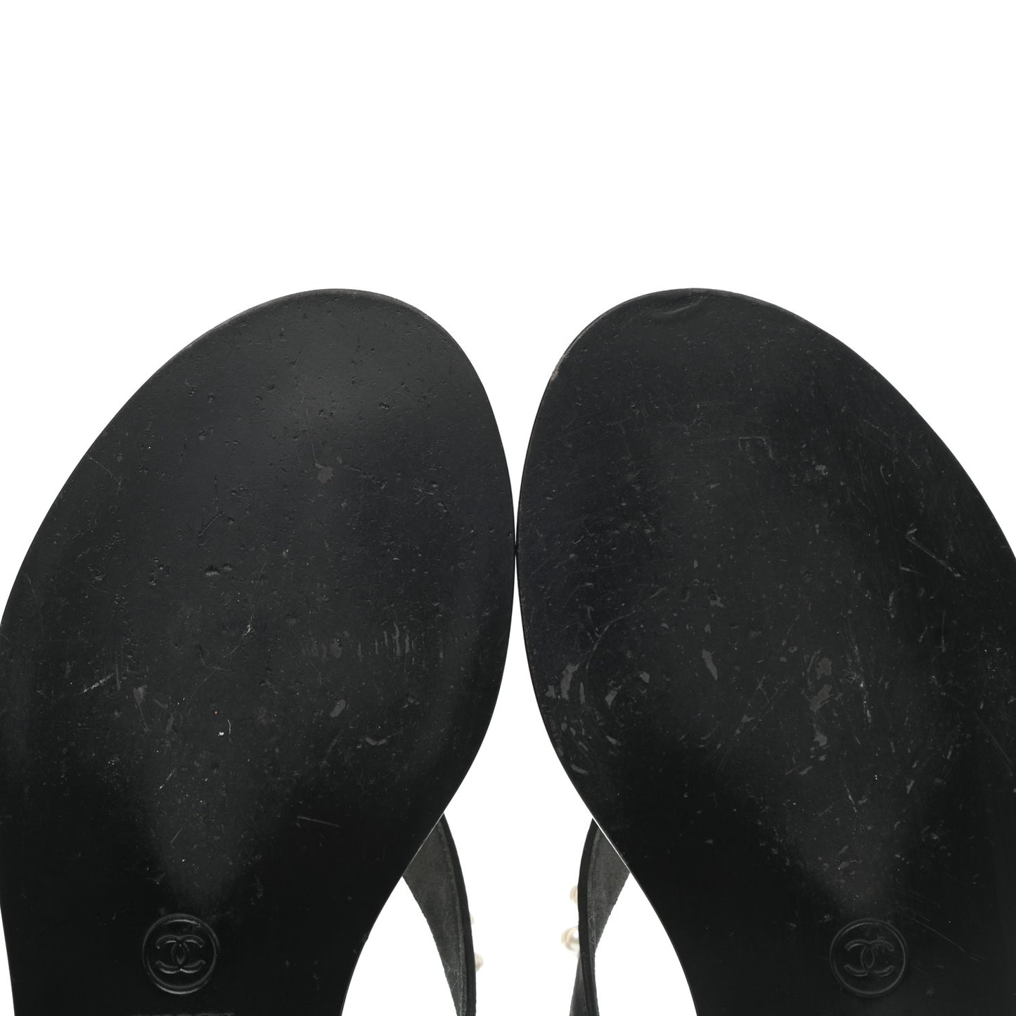 Suede Pearl Thong Sandals 39 Black