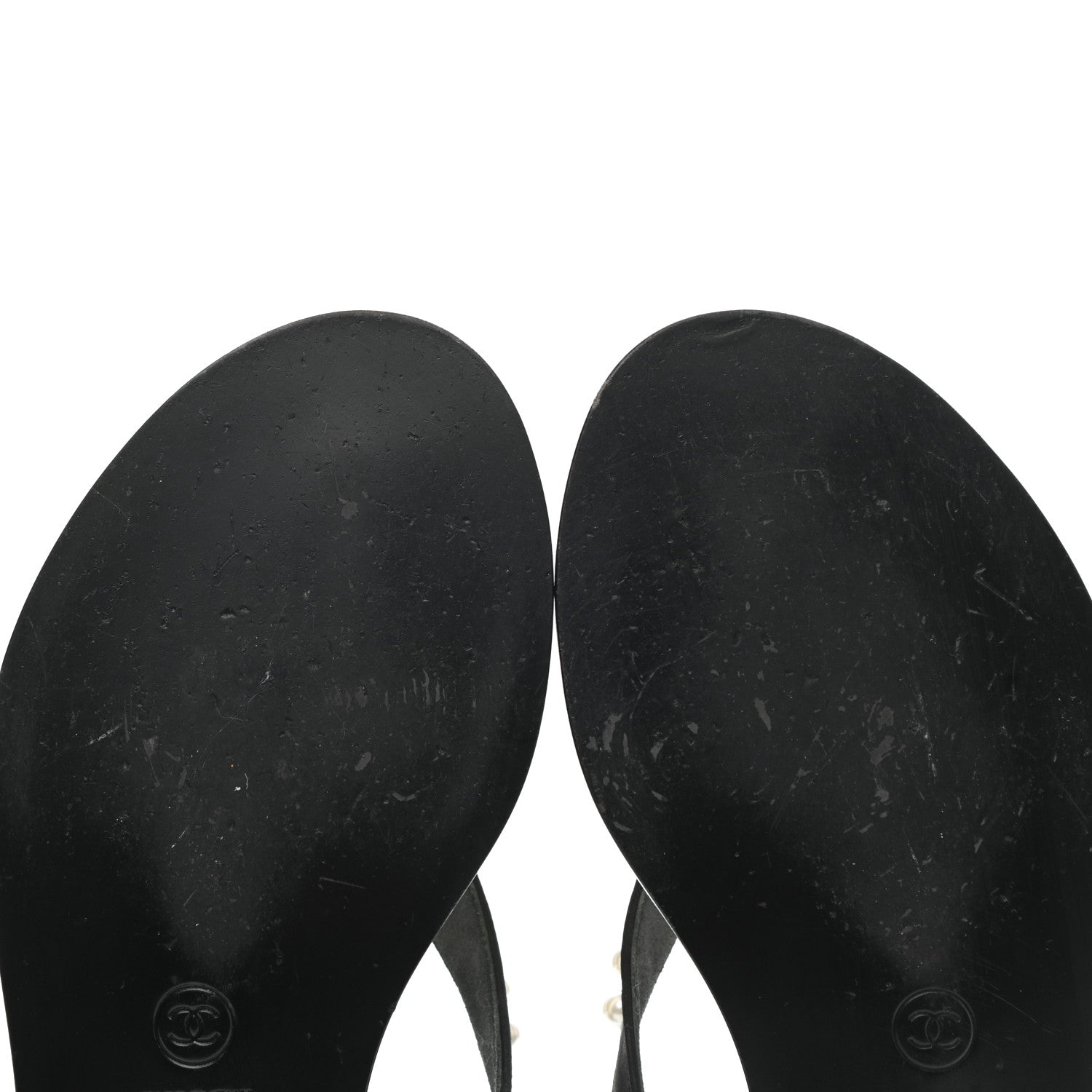 Chanel Suede Pearl Thong Sandals 39 Black 9 of 10