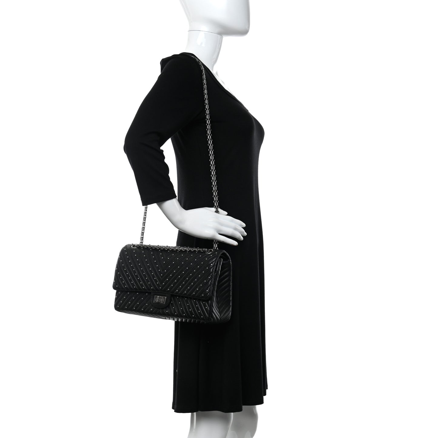 Sheepskin Chevron Quilted Studded 2.55 Reissue 226 Flap Black