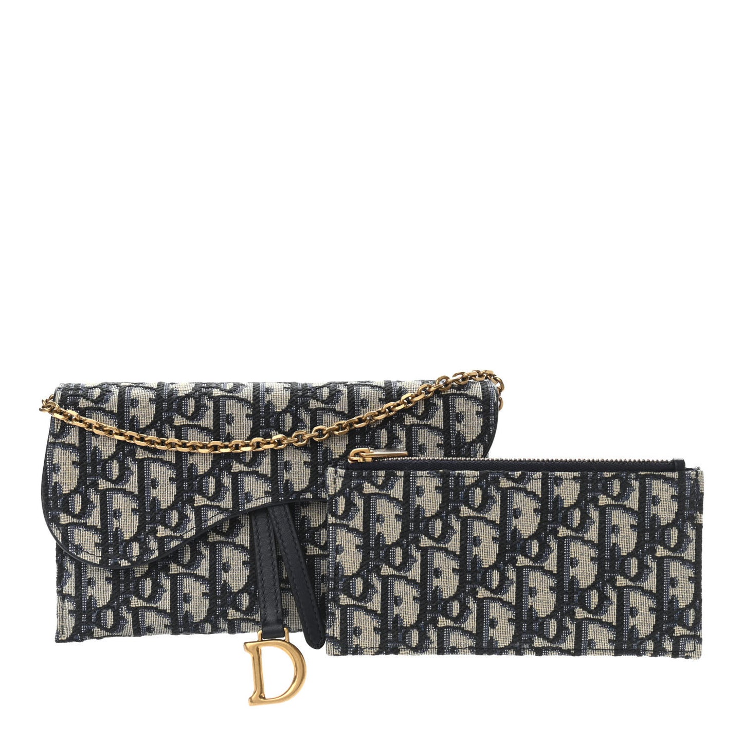 Oblique Saddle Chain Long Wallet Blue