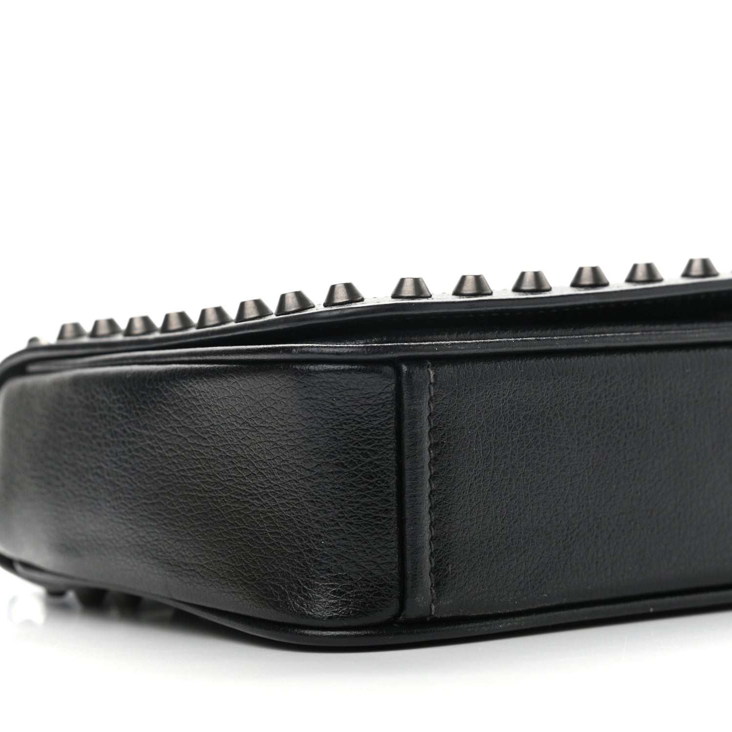 Prada Glace Calfskin Studded Crossbody Grey Black 5 of 13