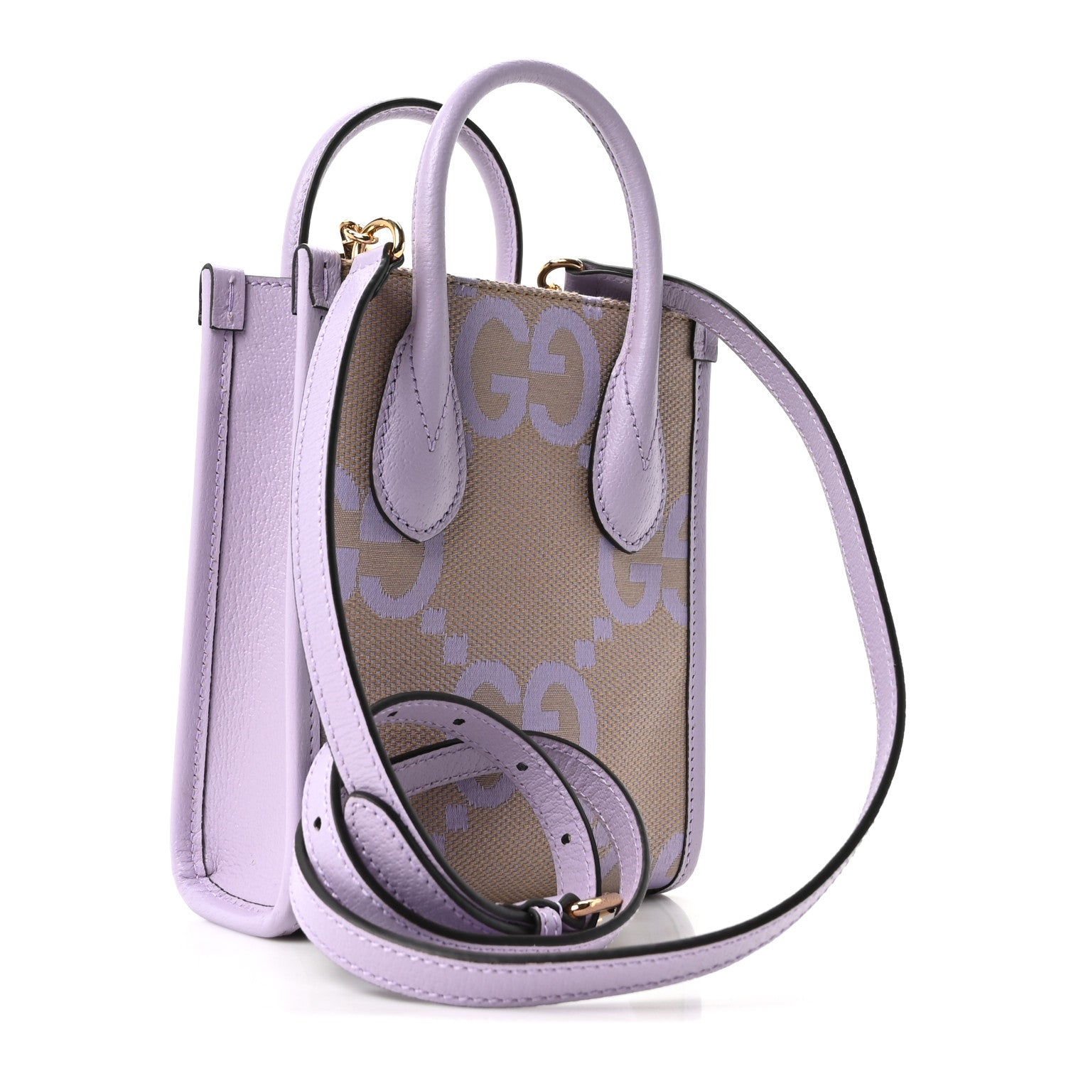Gucci Monogram Jumbo GG Textured Dollar Calfskin Mini Tote Bag Beige Lapis 3 of 10
