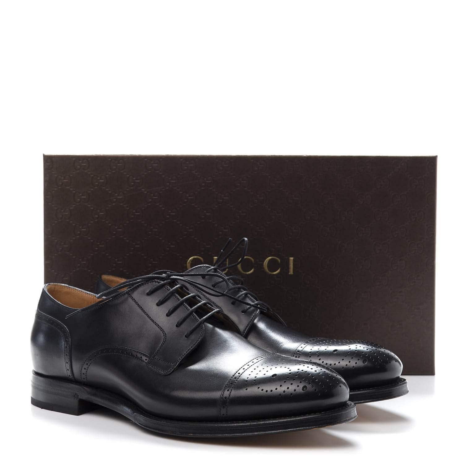 Gucci Calfskin Mens Boss Whipstitch Oxfords 9 Black 9 of 9