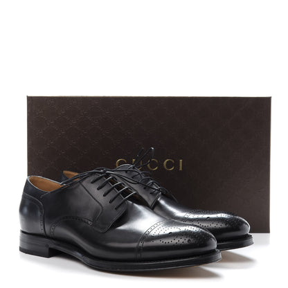 Gucci Calfskin Mens Boss Whipstitch Oxfords 9 Black 9 of 9