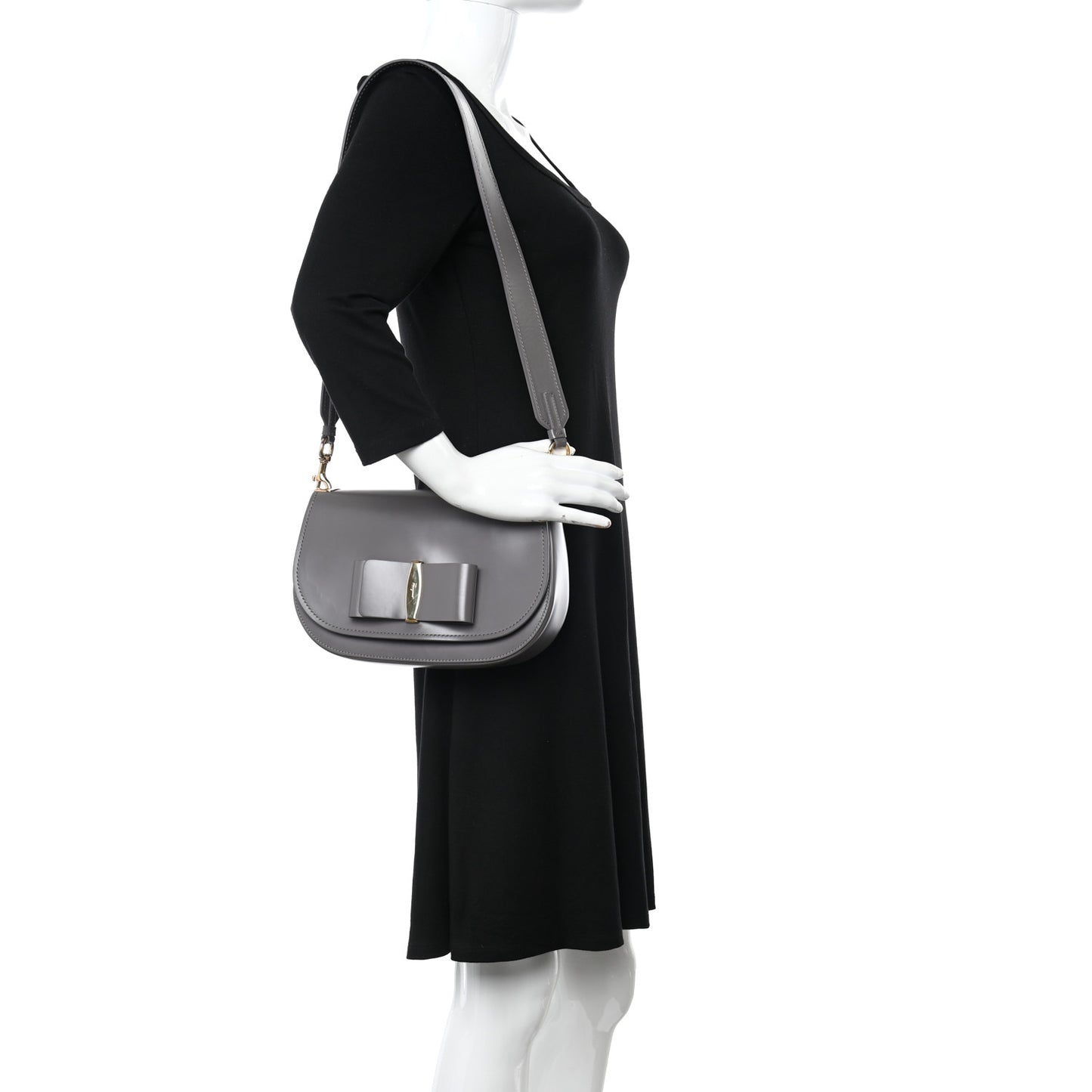 Smooth Calfskin Anna Shoulder Bag Urban Grey