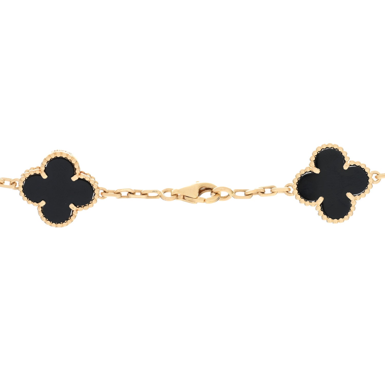 Van Cleef & Arpels 18K Yellow Gold Black Onyx 20 Motifs Vintage Alhambra Necklace 4 of 4
