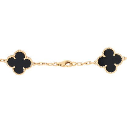 Van Cleef & Arpels 18K Yellow Gold Black Onyx 20 Motifs Vintage Alhambra Necklace 4 of 4