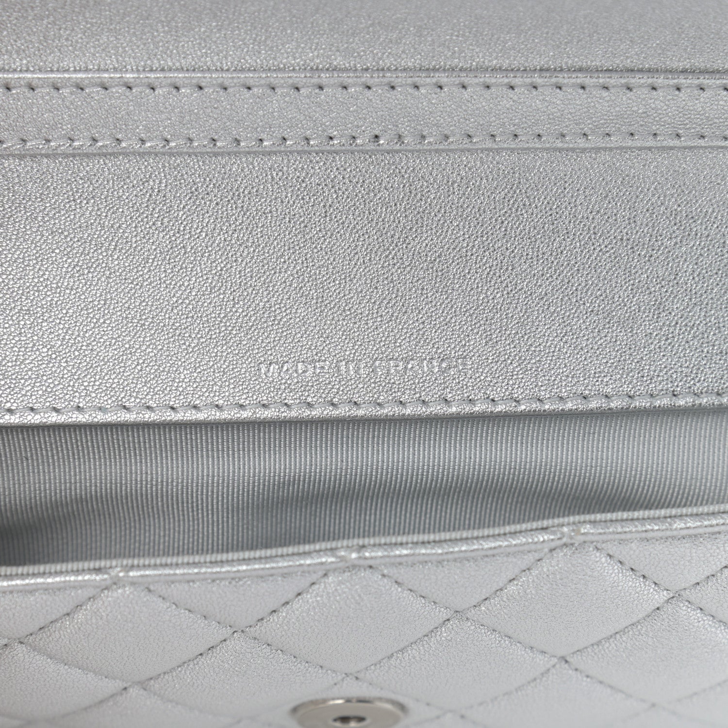 Chanel Metallic Lambskin Quilted Glasses Case With Chain Silver 7 of 12