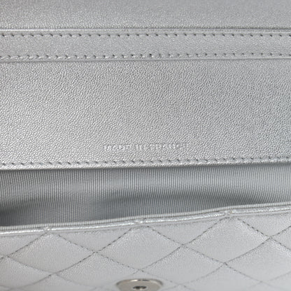 Chanel Metallic Lambskin Quilted Glasses Case With Chain Silver 7 of 12