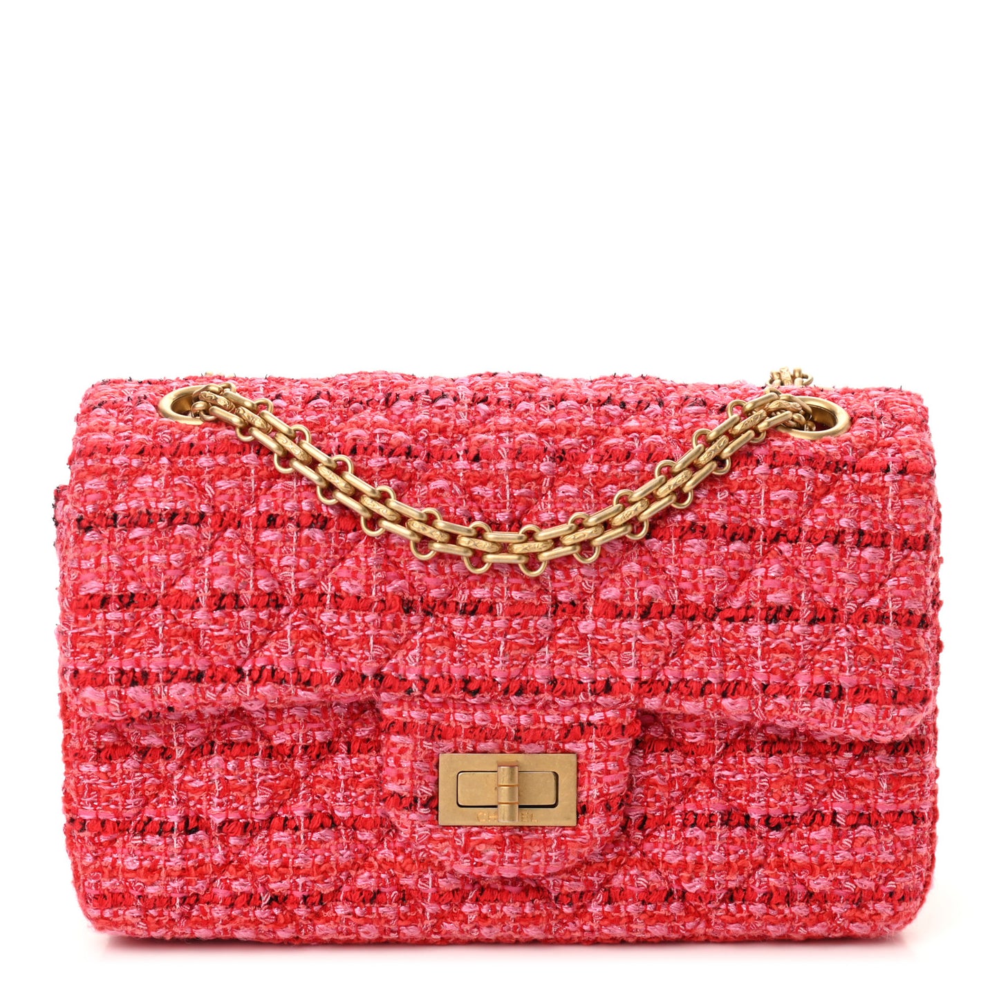 Tweed Quilted Mini 2.55 Reissue Flap Red Ecru Black