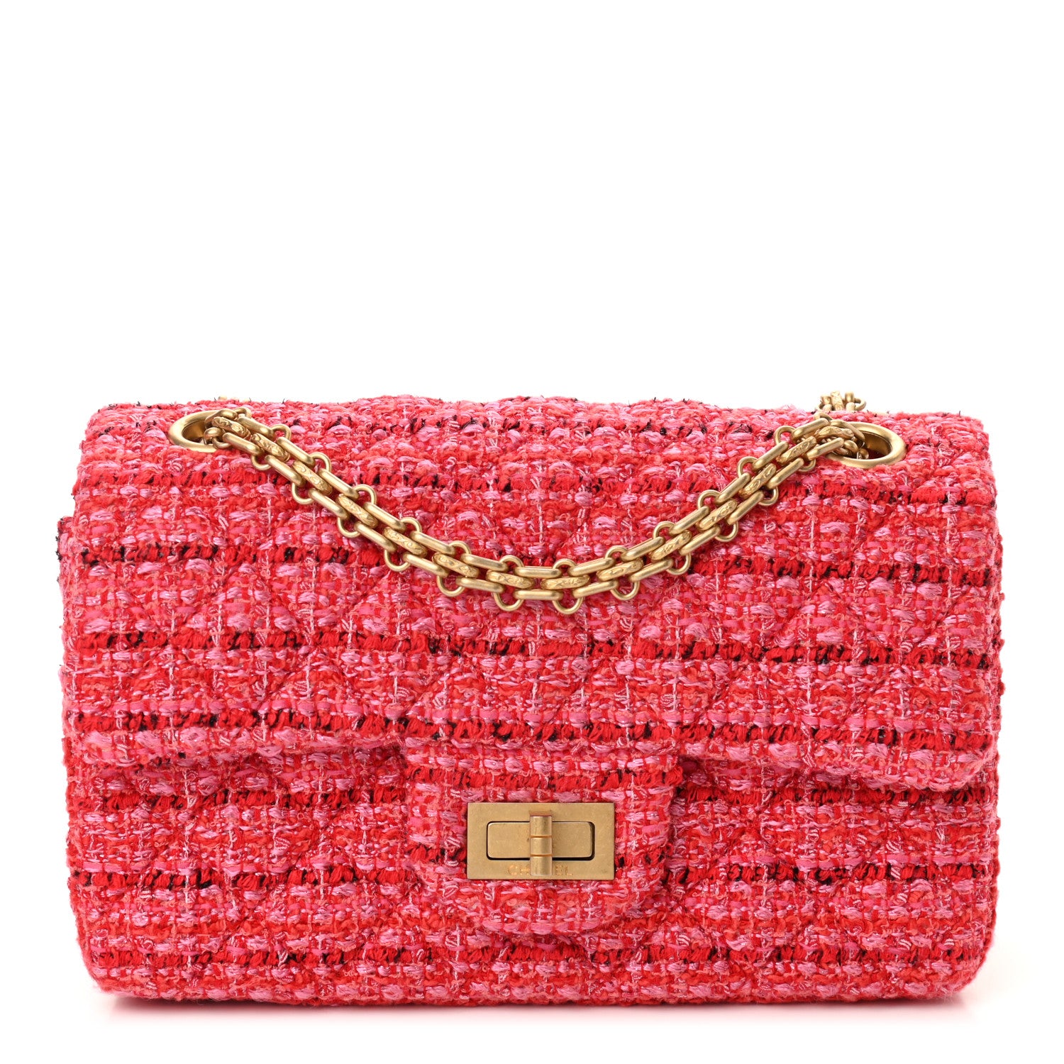 Chanel Tweed Quilted Mini 2.55 Reissue Flap Red Ecru Black 1 of 10