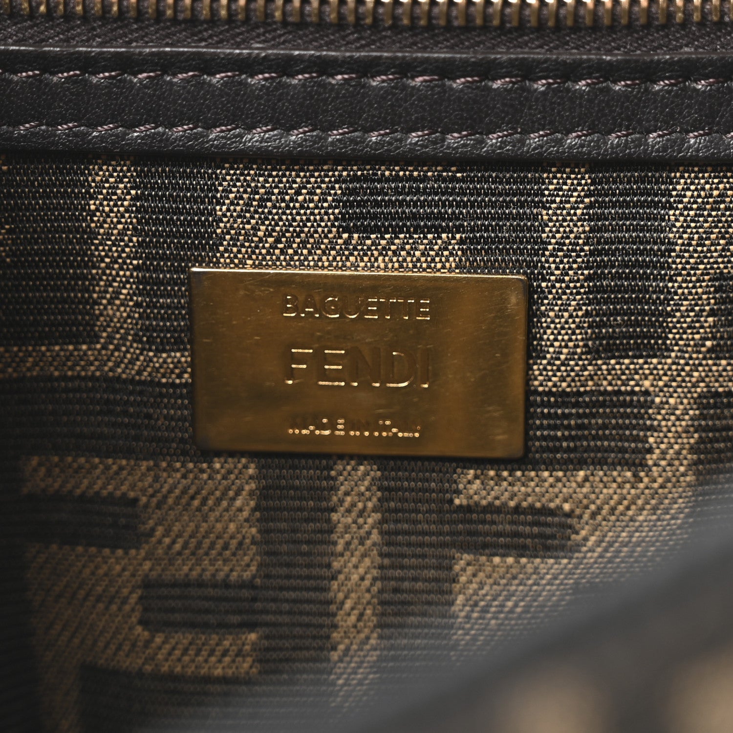 Fendi Fabric Jacquard FF 1974 Medium Baguette Tobacco Moro Black 6 of 10
