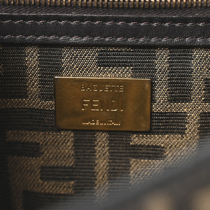 Fendi Fabric Jacquard FF 1974 Medium Baguette Tobacco Moro Black 6 of 10