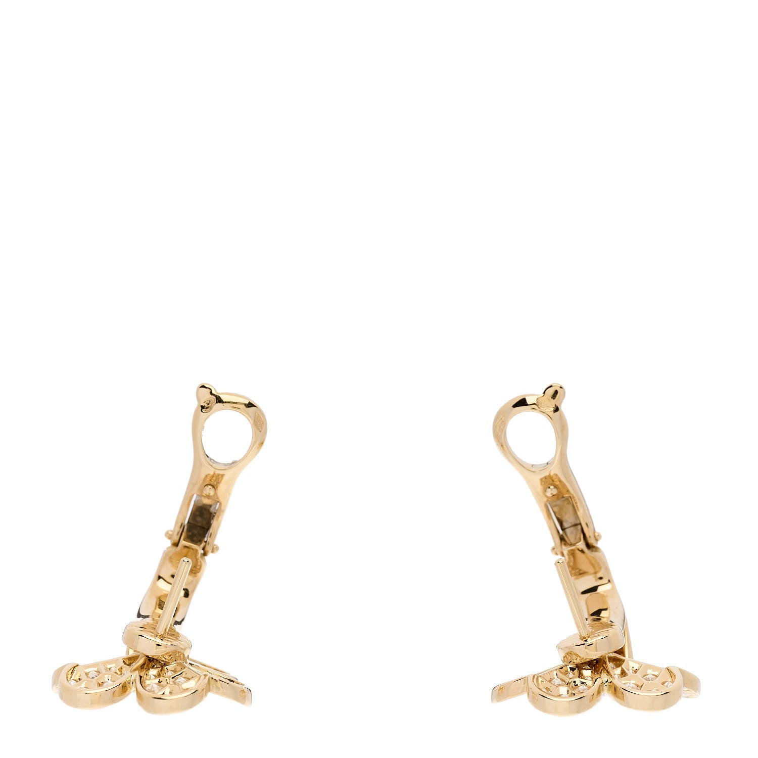 Van Cleef & Arpels 18K Yellow Gold Diamond Small Frivole Pave Earrings 3 of 4