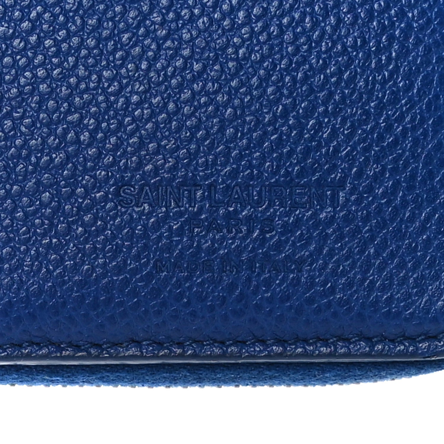 Saint Laurent Grained Calfskin Rive Gauche Compact Zip Around Wallet Royal Blue 7 of 10