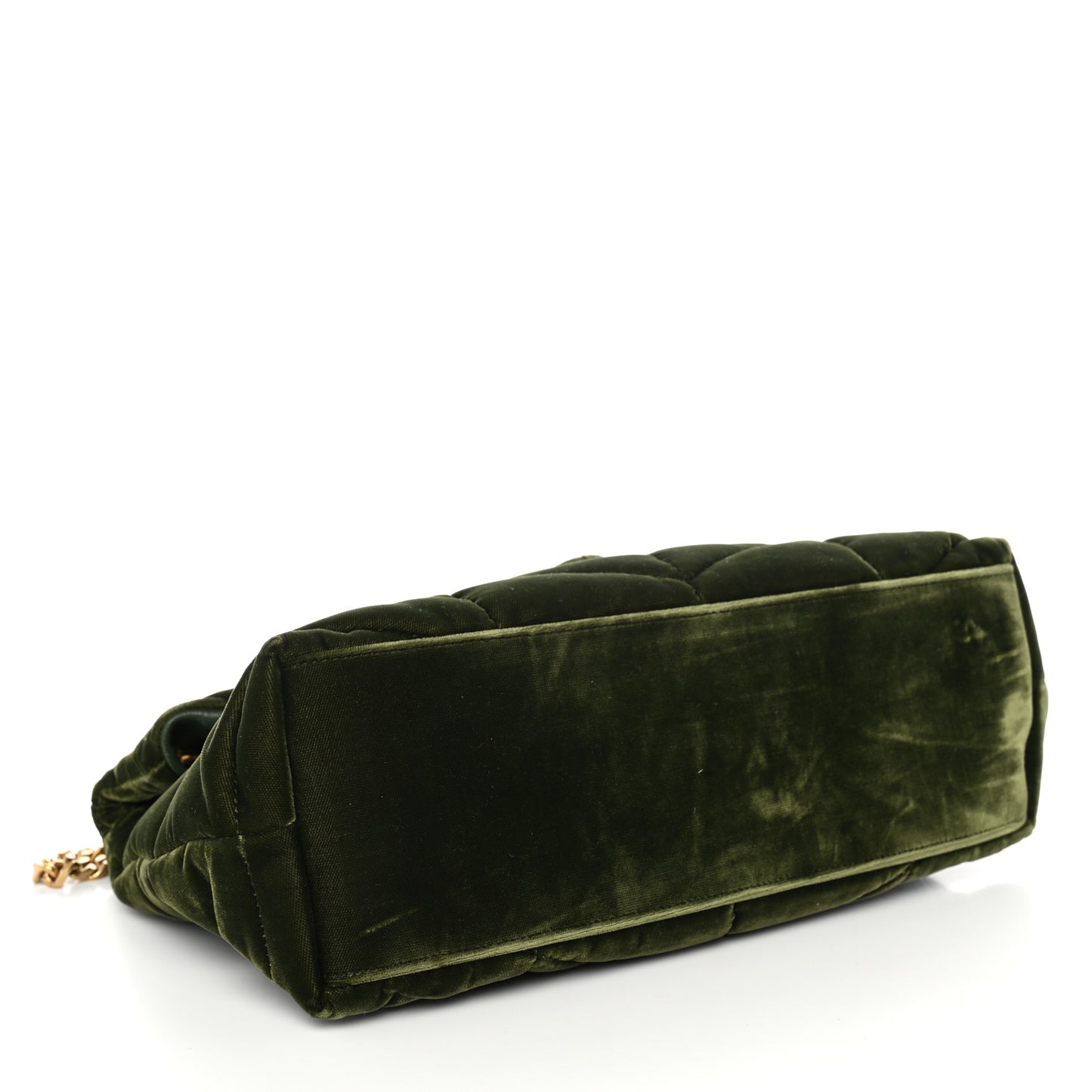 Velvet Quilted Small Loulou Puffer Monogram Chain Satchel Kaki Musk