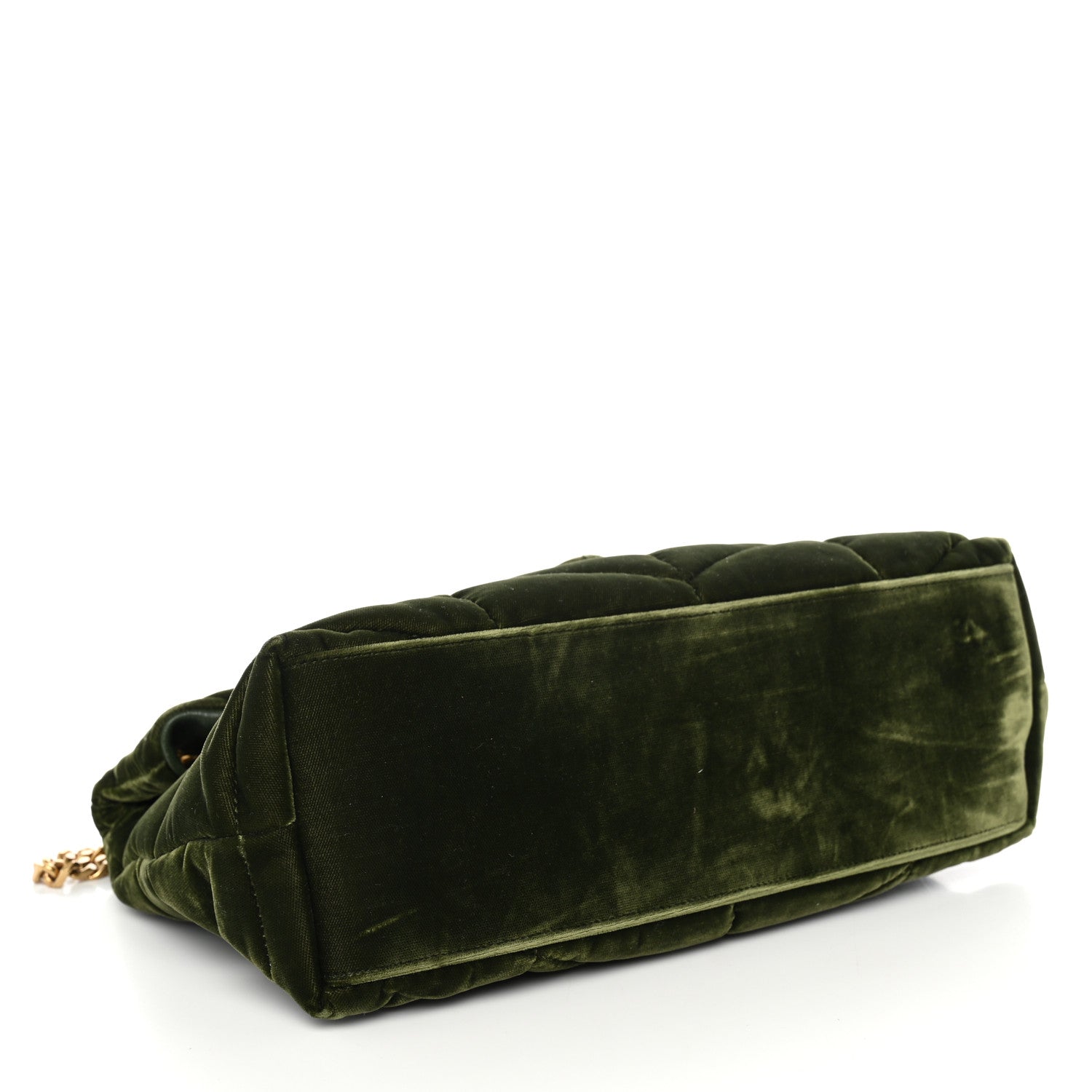 Saint Laurent Velvet Quilted Small Loulou Puffer Monogram Chain Satchel Kaki Musk 3 of 9