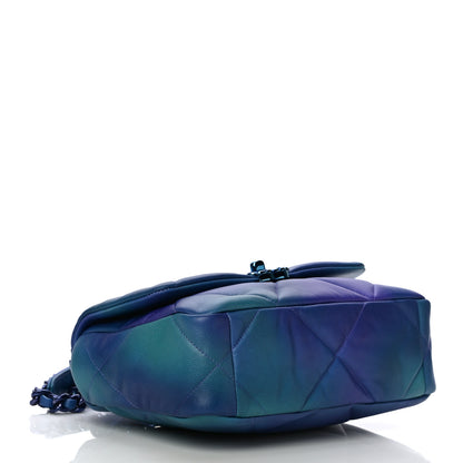 Chanel Tie Dye Calfskin Quilted Medium Chanel 19 Flap Blue Purple 4 of 12
