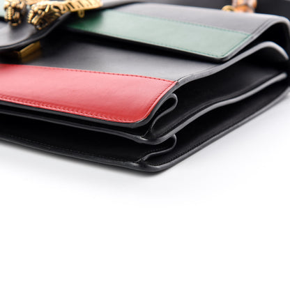 Gucci Calfskin Bamboo Web Large Dionysus Top Handle Bag Black Bright Evergreen Hibiscus Red 7 of 11
