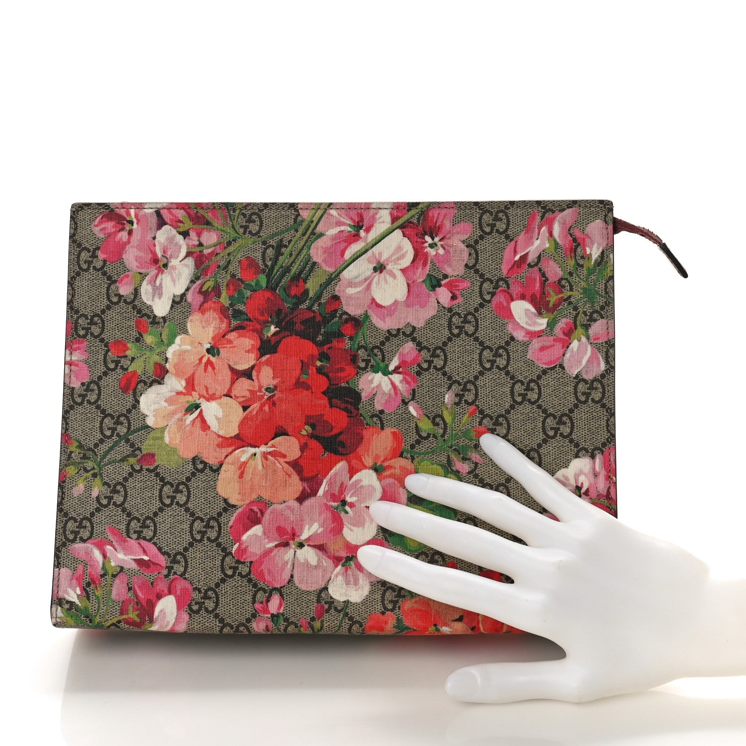 Gucci GG Supreme Monogram Blooms Large Cosmetic Case Beige Multicolor Dry Rose 2 of 10