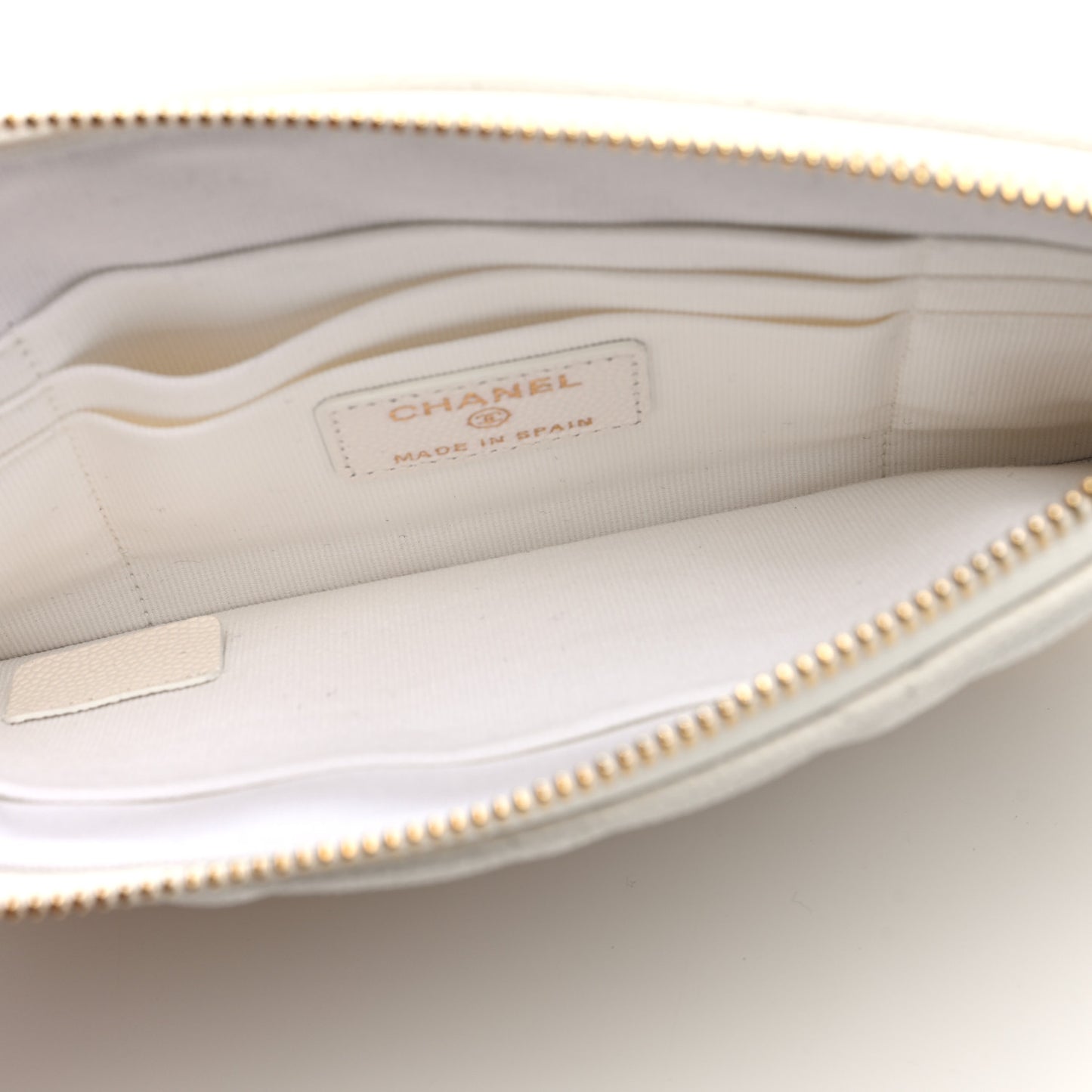 Caviar Quilted Cosmetic Case White