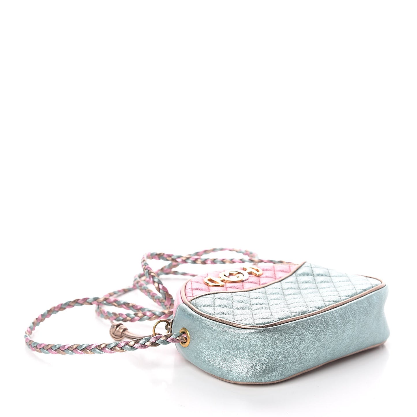 Laminated Nappa Trapuntata Mini Zumi Dome Shoulder Bag Rosa Lago Rame