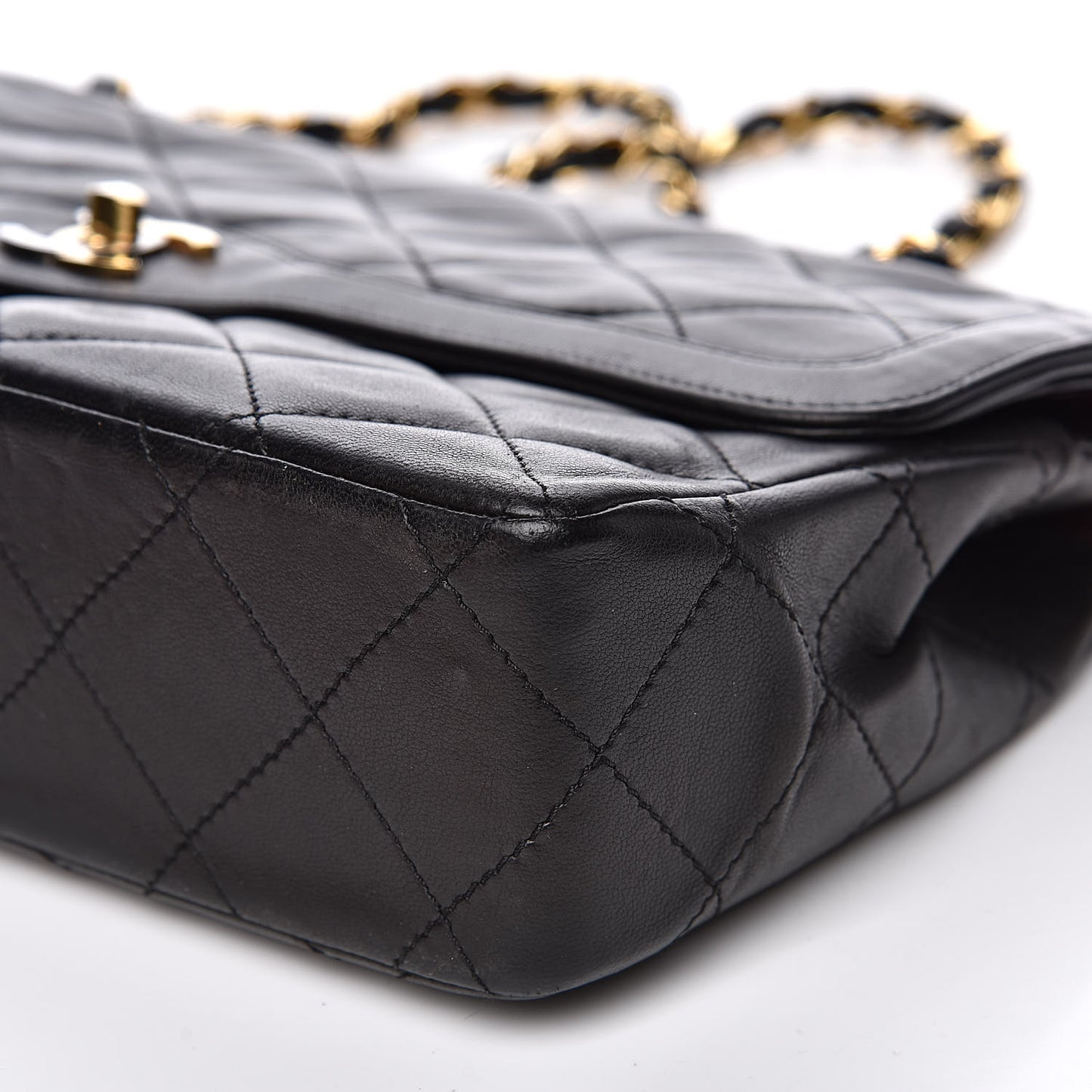 Lambskin Quilted Medium Double Flap Black
