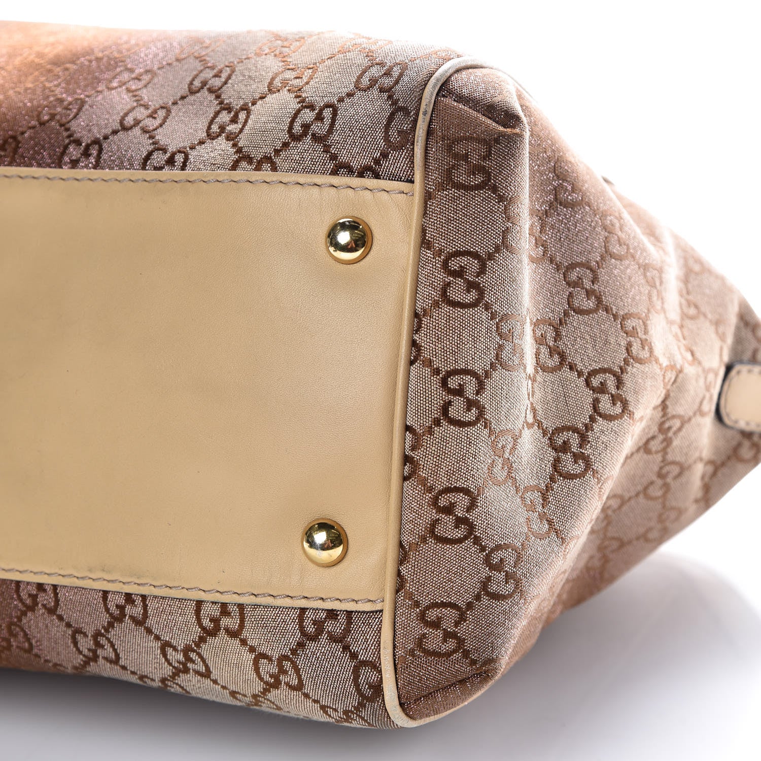 Gucci Monogram Lurex Medium Scarlett Studded Interlocking G Top Handle Bag Bronze 6 of 21