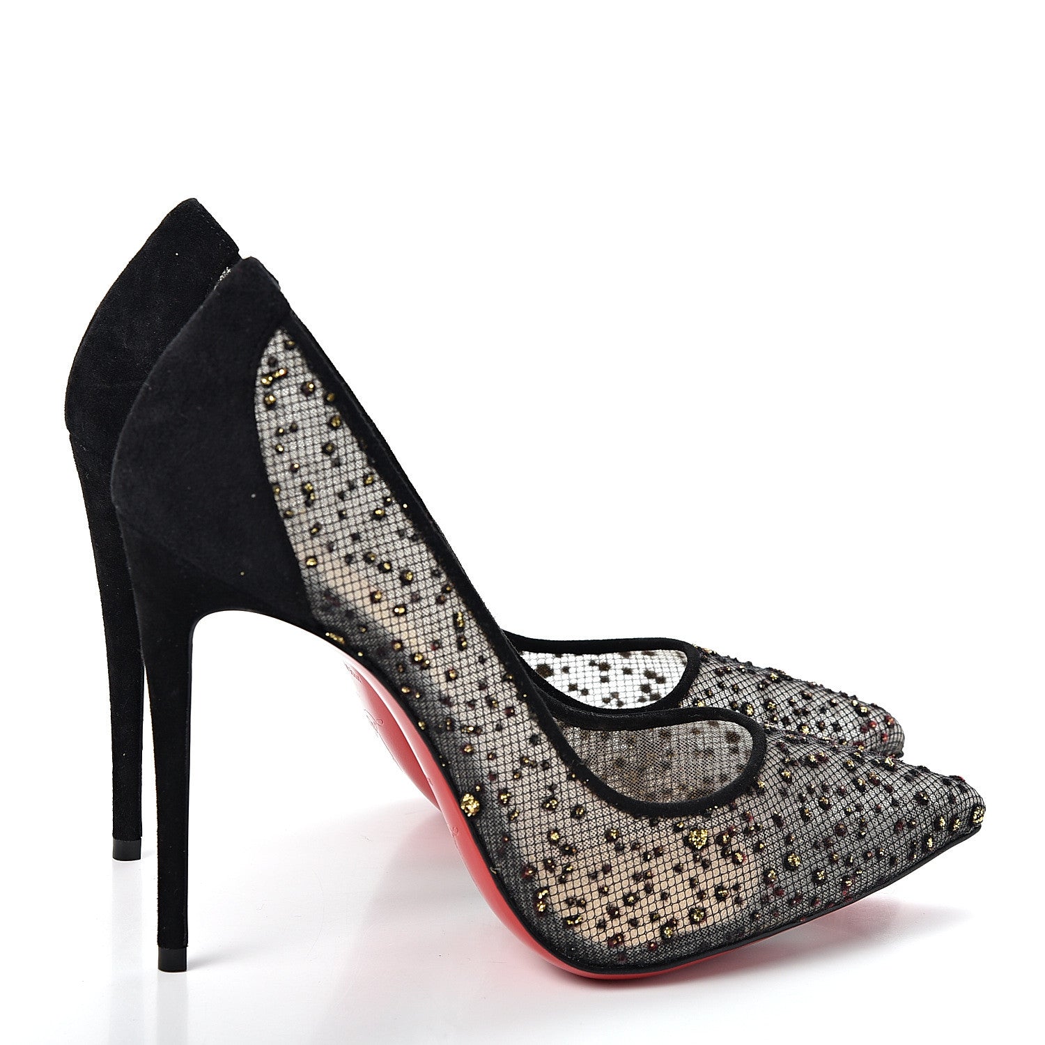 Christian Louboutin Tulle Glitter Follies Lace 100 Pumps 36 Black 4 of 11