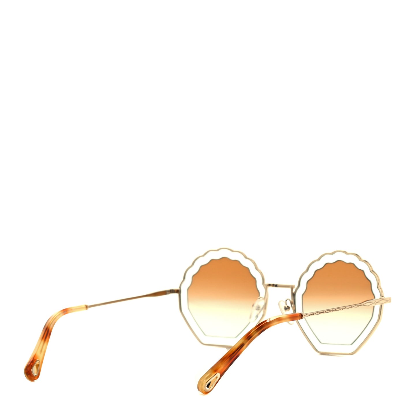 Metal Scalloped Sunglasses CE147S Gold Brown